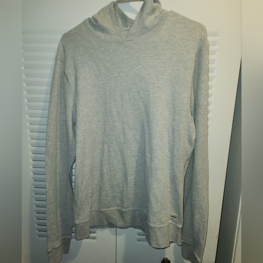 Vuori Hoodie Large Adult Brown Waffle Knit Pullover Sweatshirt Stretch Mens M